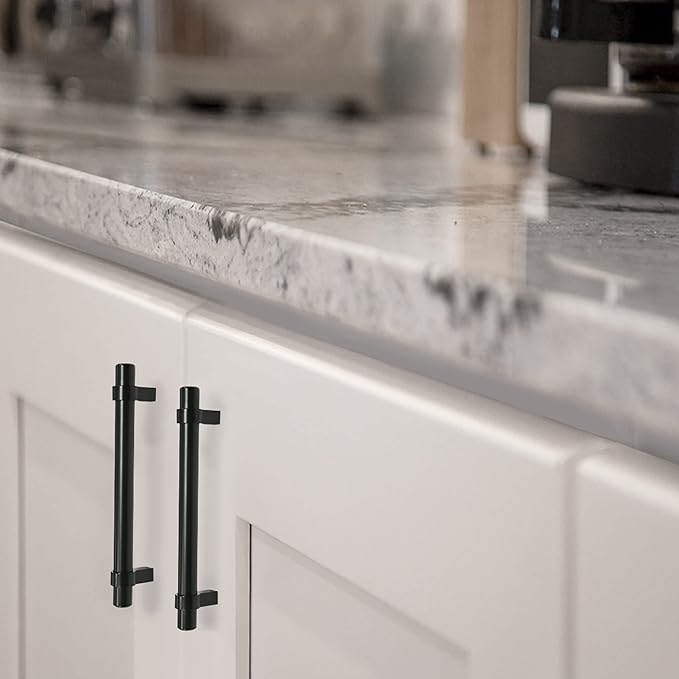 Design House Emery Cabinet Pulls, 5-Pack, 5-116-Inch (128mm) Center-to-Center Cabinet Pulls, Modern Kitchen Handles, Satin Nickel, 189423-SN