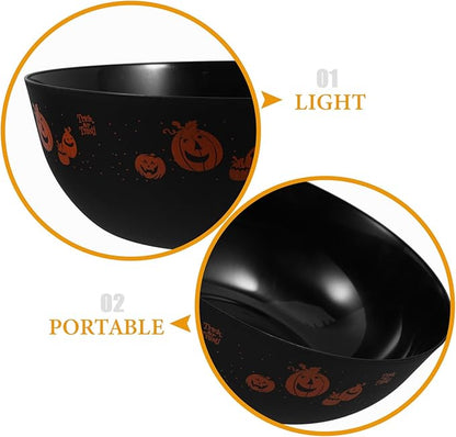 Cabilock Halloween Candy Bowl Halloween Plastic Trick Treat Candy Bowl Halloween Party Plastic Serving Bowl Tableware Halloween Candy Holder Black