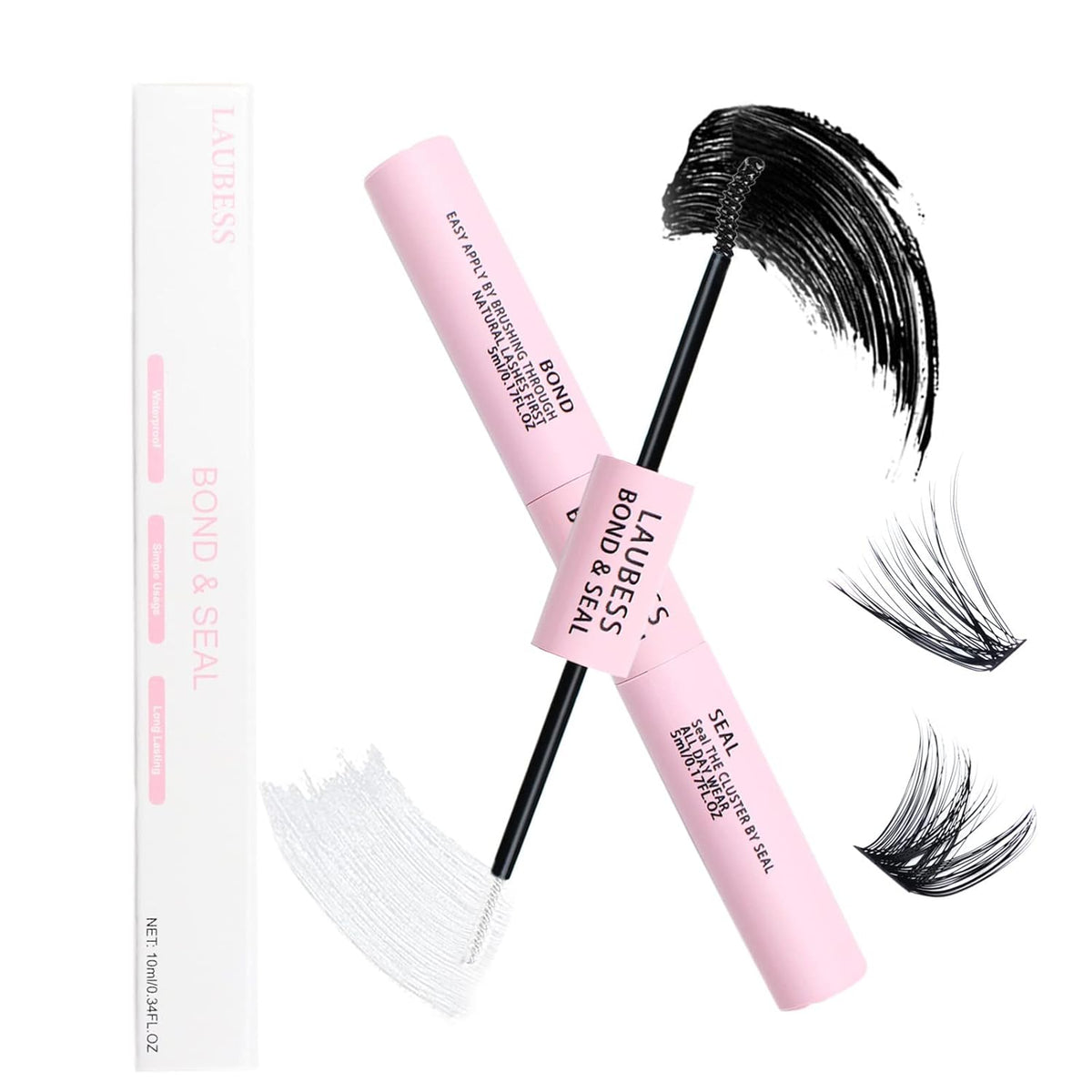 Lash Bond and Seal Mascara for Long Lasting Waterproof Eyelash Extensions - 5ml+5ml ( 0.34oz)
