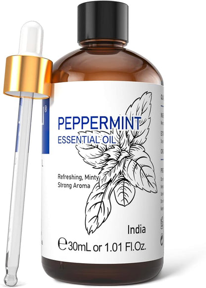 HIQILI 1 Fl Oz Peppermint Oil, for Homemade Spray, Diffuser, 100 Pure Natural 30ML