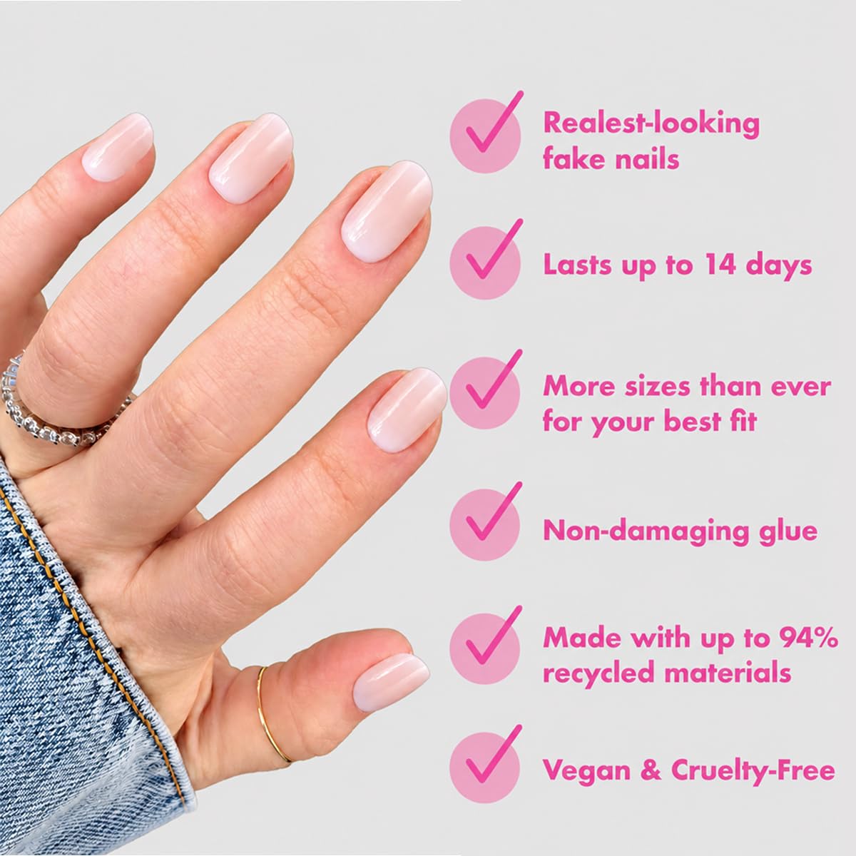 Olive & June Minimalist Instant Mani Press On Nails (Glue) | 42 Fake Nails, 21 Sizes | Non-Toxic, Long-Lasting Barely-There Look | Salon-Quality at Home | Short, Squoval | CDJ Syrup Gradient
