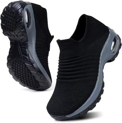 8.5-9 HKR Women Walking Shoes Comfortable Slip On Sneakers | No-hand Slip-on Design, Breathable Mesh Upper, Cushioned Insole, Rubber Outsole, Lightweight