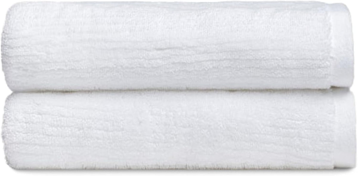 Cozy Earth Ribbed Hand Towel Set - 60% Cotton 40% Viscose from Bamboo Hand Towels - Soft & Absorbent Textured Ribbed Pattern - 2 Pack White