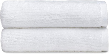 Cozy Earth Ribbed Hand Towel Set - 60% Cotton 40% Viscose from Bamboo Hand Towels - Soft & Absorbent Textured Ribbed Pattern - 2 Pack White