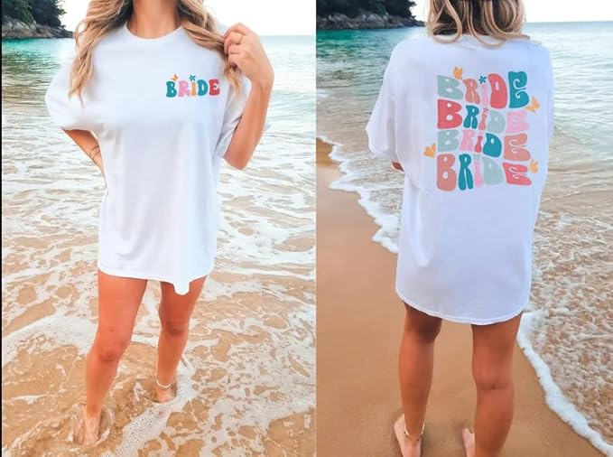 Bride Shirts for Women Bachelorette Party Wedding Tees Bridal T Shirt Bridesmaid Oversized Short Sleeve Tops