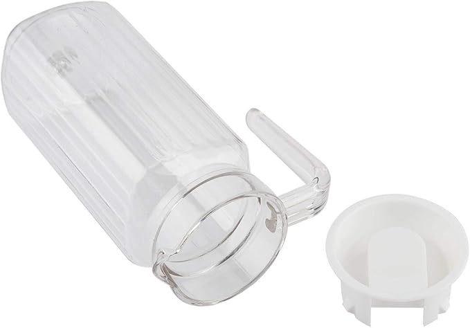 Acrylic Beverage Drink Pitcher with Lid and Handle Ribbed Striped Bottle Glassware Drinkware Water Ice Cold Dispenser for Bar Home Application(800ml)