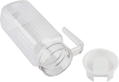 Acrylic Beverage Drink Pitcher with Lid and Handle Ribbed Striped Bottle Glassware Drinkware Water Ice Cold Dispenser for Bar Home Application(800ml)