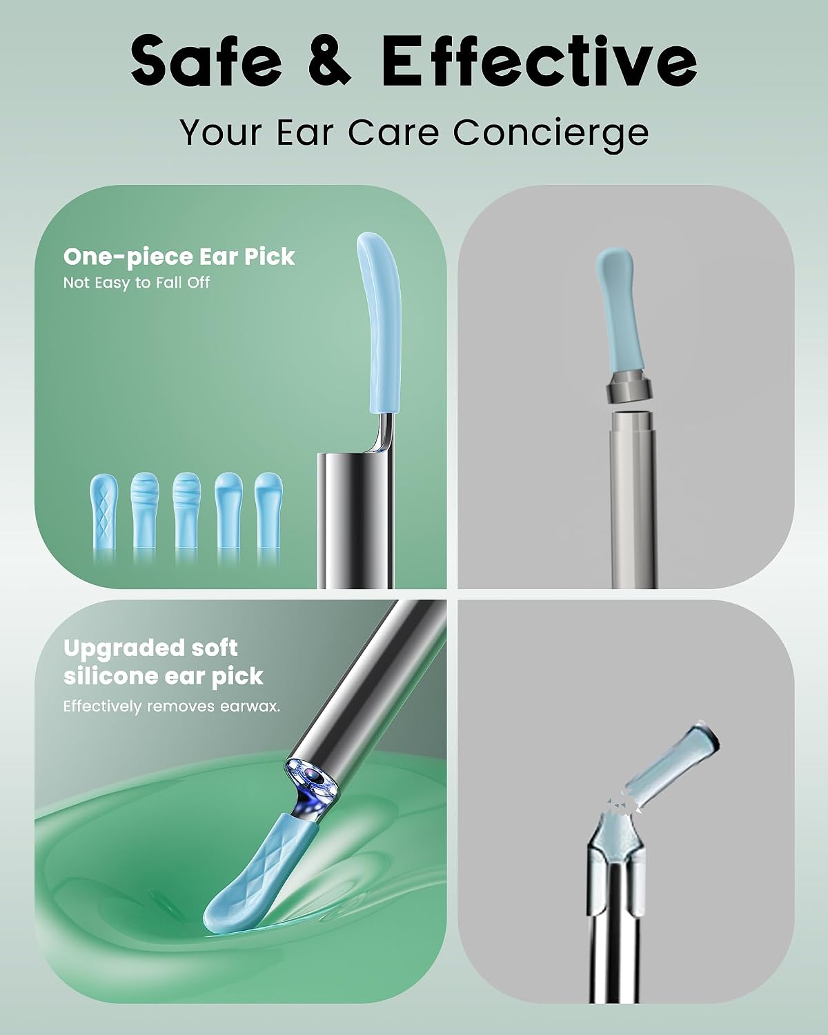 LEIPUT Ear Wax Removal - Earwax Remover Tool with 8 Pcs Ear Set - Ear Canal Cleaner with 1080P Camera - FSA HSA Eligible - Ear Cleaning Kit with 6 Ear Spoon - Ear Camera for iOS & Android (Black)