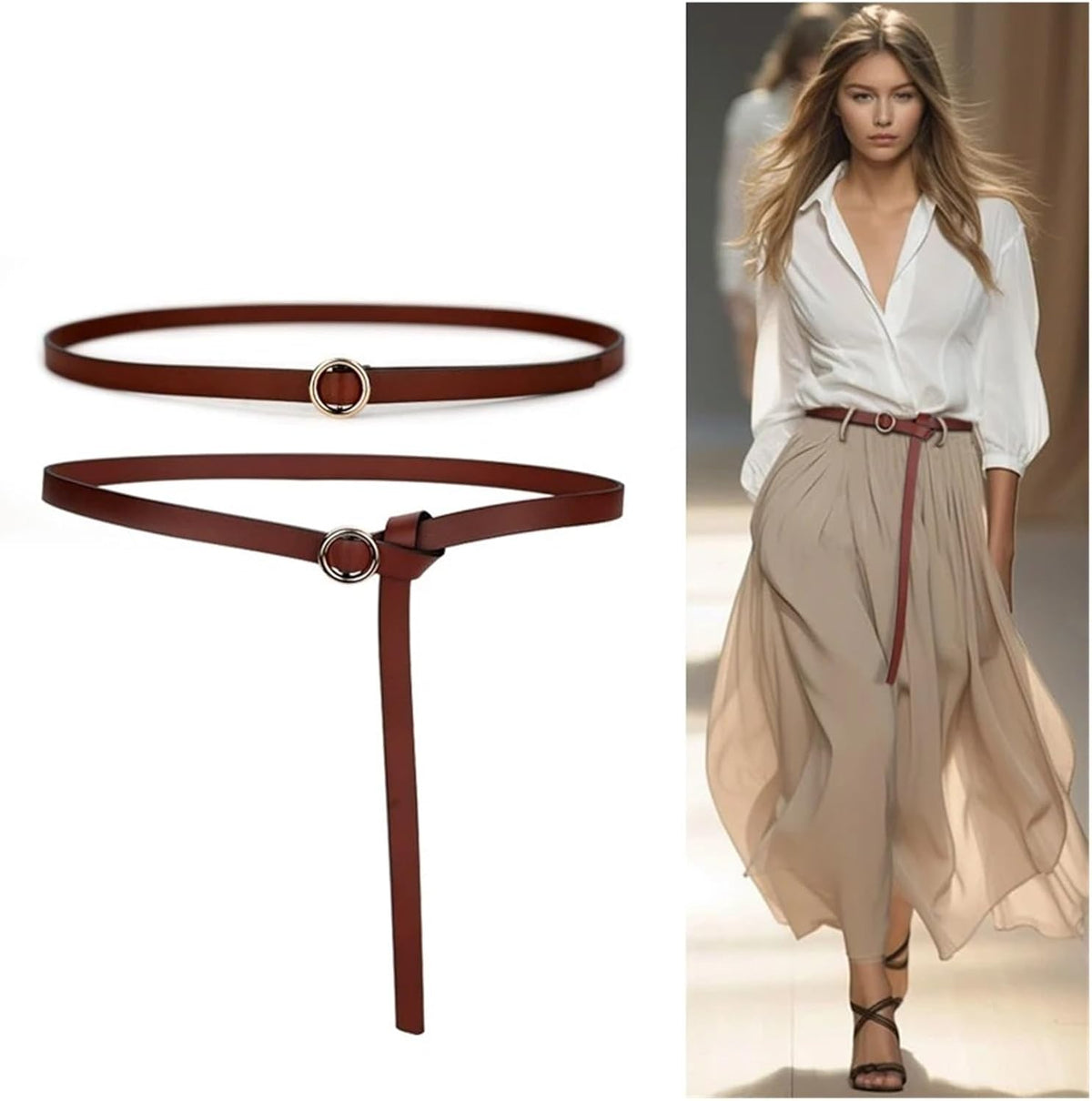Belts For Women Elegant For Women Buckle Waist Knotted Thin Leather Belt Adjust Skinny