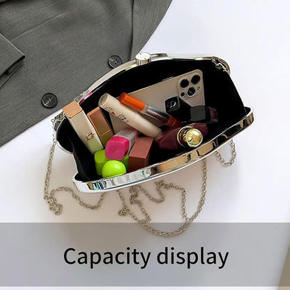 Acrylic Clutch Purse for Women Formal Evening Bag Shell Shape Clutch Handbags with Chain for Party Wedding Prom