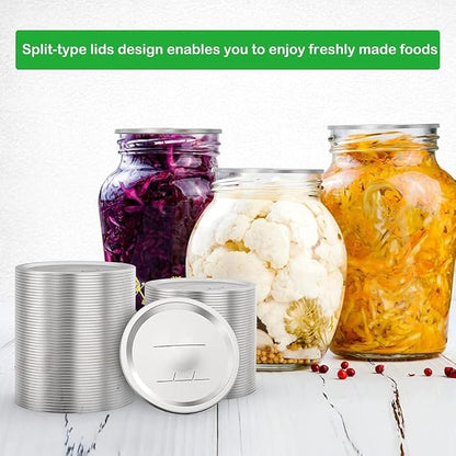 Canning Lids Regular Mouth for BallKerr Jars, Split-Type Metal Jar Lids with Silicone Seals, Silver, 14 PCS