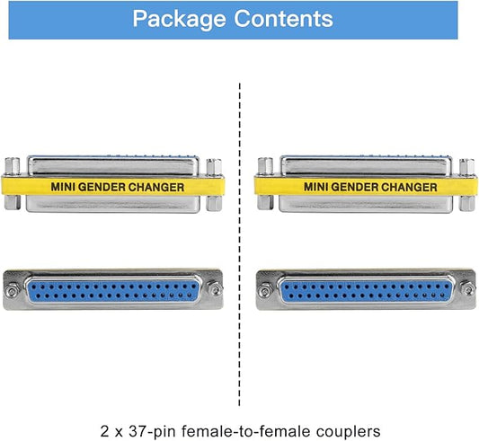ENUODA 2 Pack Gender Changers 37 Pin Female to Female Adapter DB37 Coupler, Data Transfer and Device Connection for RS-449 Serial Cables