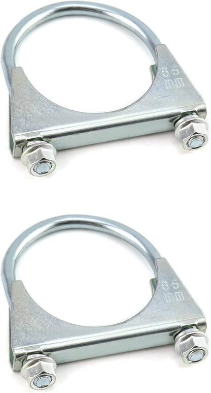 QWORK U-Bolt Muffler Tip Exhaust Hook, 2-12" OD 2Pcs Stainless Steel Universal Silencer Exhaust Clip