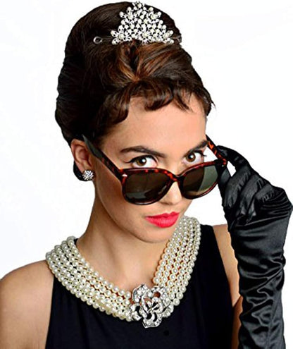 Utopiat Adult Pearl Tiara Hair Piece for Girls | Inspired by Breakfast at Tiffany's