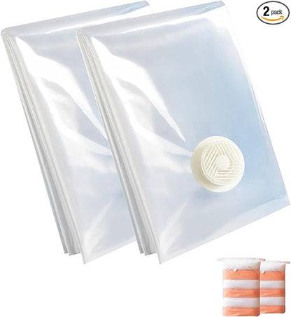 2 Pack Vacuum Storage Bags YQBOOM Space Saver Bags Set No Pump Needed Vacuum Sealer Bags for Bedding, Clothes, Pillow, Blankets Travel Accessories  Small