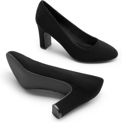 Women's Block Heel Rounded Toe Pumps