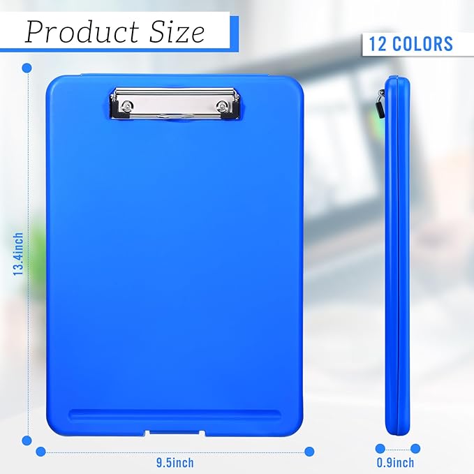 Ireer 6 Pcs Plastic Clipboard with Storage Heavy Duty Portable Writing Boards for 150 Sheet A4 Paper with Pen Holder Large Capacity Clipboards for Nurse Teacher Student Classroom Office(Blue)