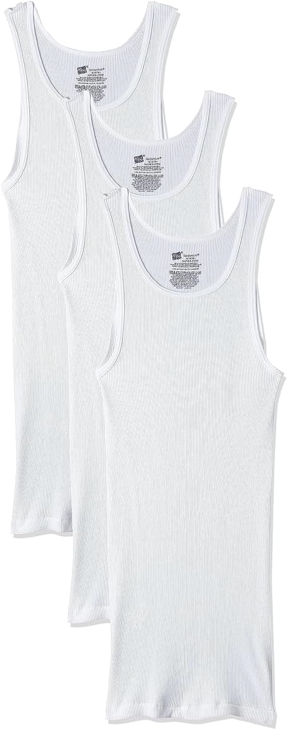 Hanes Men's Cotton Tank Undershirts Pack, Moisture-Wicking Ribbed Tanks, lightweight Cotton Tank Undershirts, 3-Pack