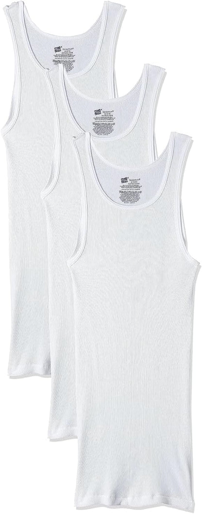 Hanes Men's Cotton Tank Undershirts Pack, Moisture-Wicking Ribbed Tanks, lightweight Cotton Tank Undershirts, 3-Pack