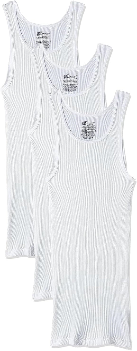 Hanes Men's Cotton Tank Undershirts Pack, Moisture-Wicking Ribbed Tanks, lightweight Cotton Tank Undershirts, 3-Pack