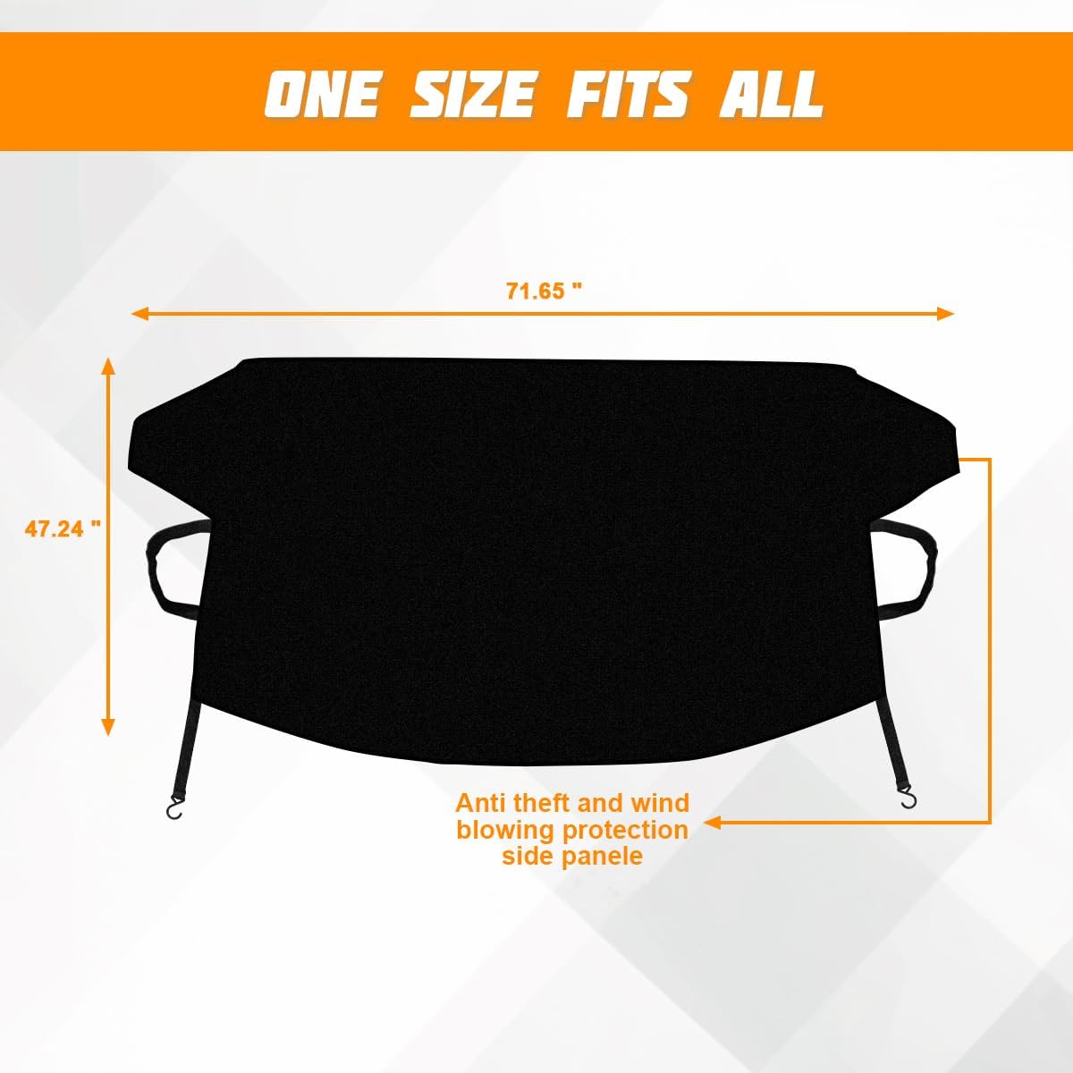 Car Windshield Snow Cover, 2 Layers Waterproof Windproof Oxford Fabric Windscreen Protection for Frost Ice Sunlight, All Weather Automotive Sun Shade Windshield Cover, Universal Fit