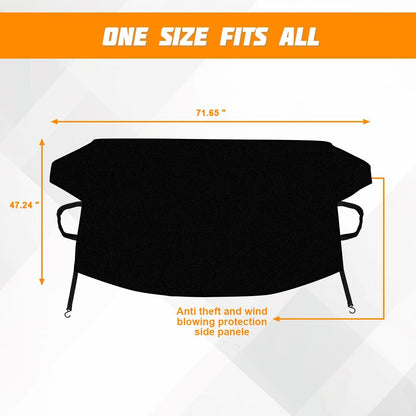 Car Windshield Snow Cover, 2 Layers Waterproof Windproof Oxford Fabric Windscreen Protection for Frost Ice Sunlight, All Weather Automotive Sun Shade Windshield Cover, Universal Fit