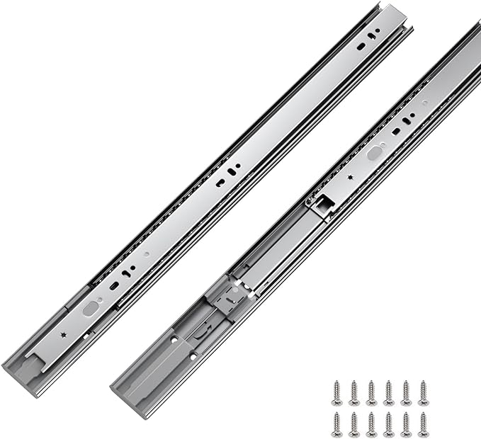 LONTAN 1 Pair 20 Inch Soft Close Drawer Slides Metal Heavy Duty - LONTAN Soft Closing Ball Bearing and Full Extension Cabinet Drawer Slides 100 LB Capacity