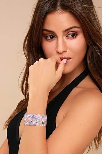 FAERLIIRY Cuff Bracelet for Women Acrylic Resin Bracelets Statement Bangle Bracelet Adjustable Bracelet Wide Chunky Bracelets for Women (Floral)