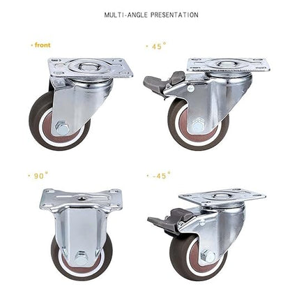 3-inch Caster with Flat Plate, 75MM Heavy Duty Caster Bearing Bearing 100KG, Rubber Hand Wheel for Furniture is Quiet and Easy to Push.