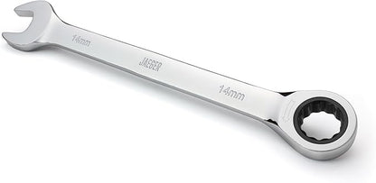 Jaeger 14 mm Ratchet Wrench with 90-Tooth Ratcheting Precision and Hardened, Polished Steel for Projects with Metric Tight Spaces