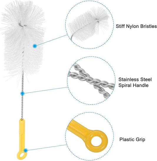 PATIKIL 14" Water Bottle Brush, Stainless Steel Water Bottle Scrubbing Brush Long Handle Cleaning Scrub Brush for Kitchen Pots, Yellow