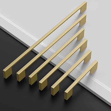 Amerdeco 10 Pack Brushed Gold Cabinet Pulls 5 Inch(128MM) Hole Centers Kitchen Cabinet Handles Cabinet Hardware Kitchen Handles for Cabinets Cupboard Handles Drawer Pulls ZH0060