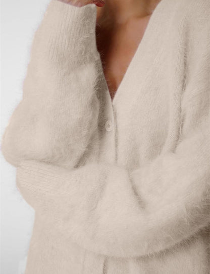 Womens Fuzzy Cardigan Sweater V Neck Long Sleeve Button Down Slouchy Furry Knit Sweaters 2026