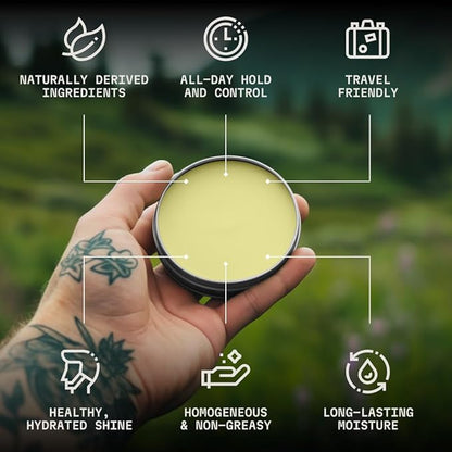 Striking Viking Beard Balm for Men  Light Hold, Sandalwood, 2 Oz - Leave-in Beard Conditioner with Shea Butter, Tea Tree, Argan  Jojoba Oils - Smooth, Shape  Moisturize Coarse, Dry Facial Hair