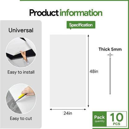 24"x48" Smooth Drop Ceiling Tiles Waterproof High-Grade PVC Ceiling Tiles 2x4 Fire-Rated - Easy Drop-in Installation - Case of 10 (80 sq. ft.)
