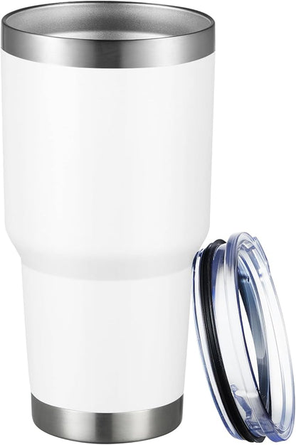 MEWAY 30oz Tumbler Double Wall Vacuum Insulated Travel Mug, Stainless Steel Tumbler with Lid, Durable Powder Coated Insulated Coffee Cup for Cold  Hot Drinks (White,1 PACK)