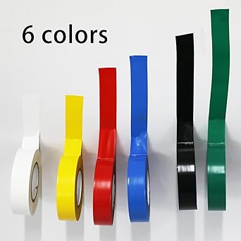 QILIMA Electrical Tape Colors 6 Pack 34-Inch by 60 Feet,Lead-Free Flame Retardant Electrical Tape, Adhesive for General Home Vehicle Auto Car Power Circuit Wiring Multicolor (130mic)