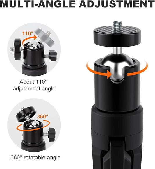 Mini Projector Tripod, Didbynm 6.3 Inch Compact Desktop Tripod Stand Universal 14 Screw Ballhead Pocket Tripods Stand for Mini ProjectorCameras Smooth 4, Osmo Mobile, Vimble 2