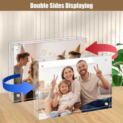 Egofine 4x6 Acrylic Frames 4 Pack, 20mm Thicker Frameless Clear Picture Frames, Double Sided Magnetic Picture Frames, Free Standing Desktop Displa
