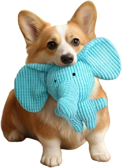 Dog Toy Stuffed Animal Rabbit Plush Squeaking Pet Toy Cute Funny Chew for Puppies Blue Elephant