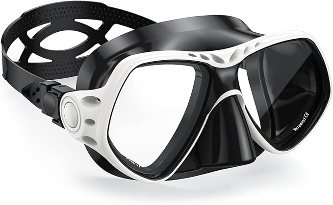 Swim Goggles with Nose Cover,180A Clear View Coating Tempered Glass with Anti-Fog Scuba Diving Swim Mask for Adults  Youth