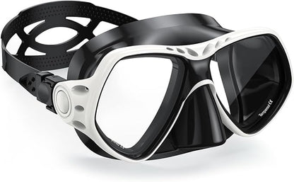 Swim Goggles with Nose Cover,180A Clear View Coating Tempered Glass with Anti-Fog Scuba Diving Swim Mask for Adults  Youth