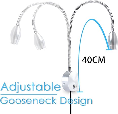 Adust Reading Lights for Books in Bed, Bedside Reading Lamp, 3W LED Dimmable Wall Mount Lamp, Adjustable Colour