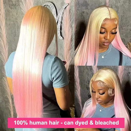 613 Bundles Human Hair Straight Blonde Human Hair Bundles 14A Grade Brazilian Virgin Human Hair Bundles 1 Bundle Blonde Weave Bundles Human Hair 100g (28 Inch)