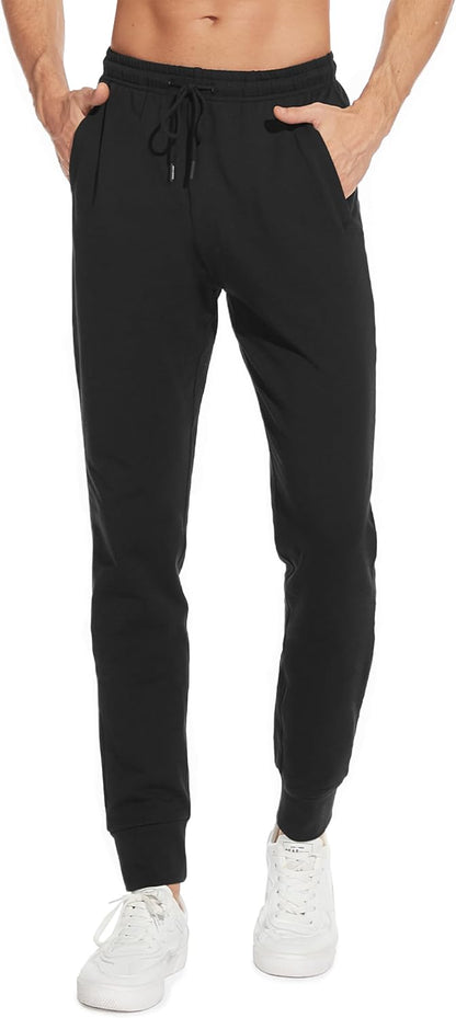 Men's 32"/34"/36"/38" Tall Inseam Lightweight Cotton Joggers Extra Long Sweatpants Athletic with Zipper Pockets