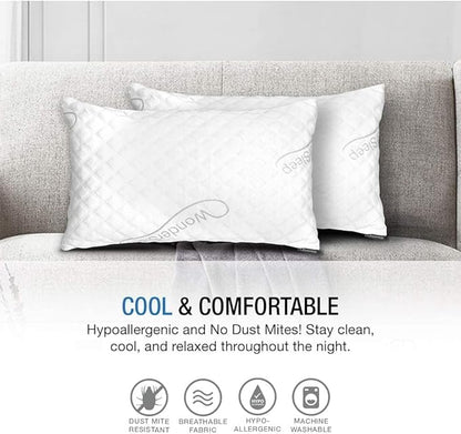 Dream Rite Shredded Memory Foam Pillow Series Luxury Adjustable Loft Home Pillow Hotel Collection Grade Washable Removable Cooling Bamboo Derived Rayon Cover- Queen 1 Pack