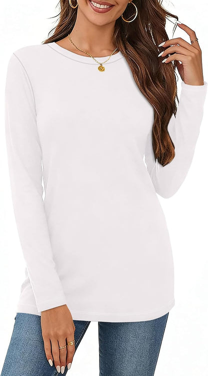 Women Long Sleeve Shirts Casual Dressy Soft Basic Tee Loose Fit Tunic Tops | Fall Tops, Soft & Breathable, Crew Neck, cotton, School Outfits, Teacher T-shirts, Winter Clothes, Solo or Layered, 2026