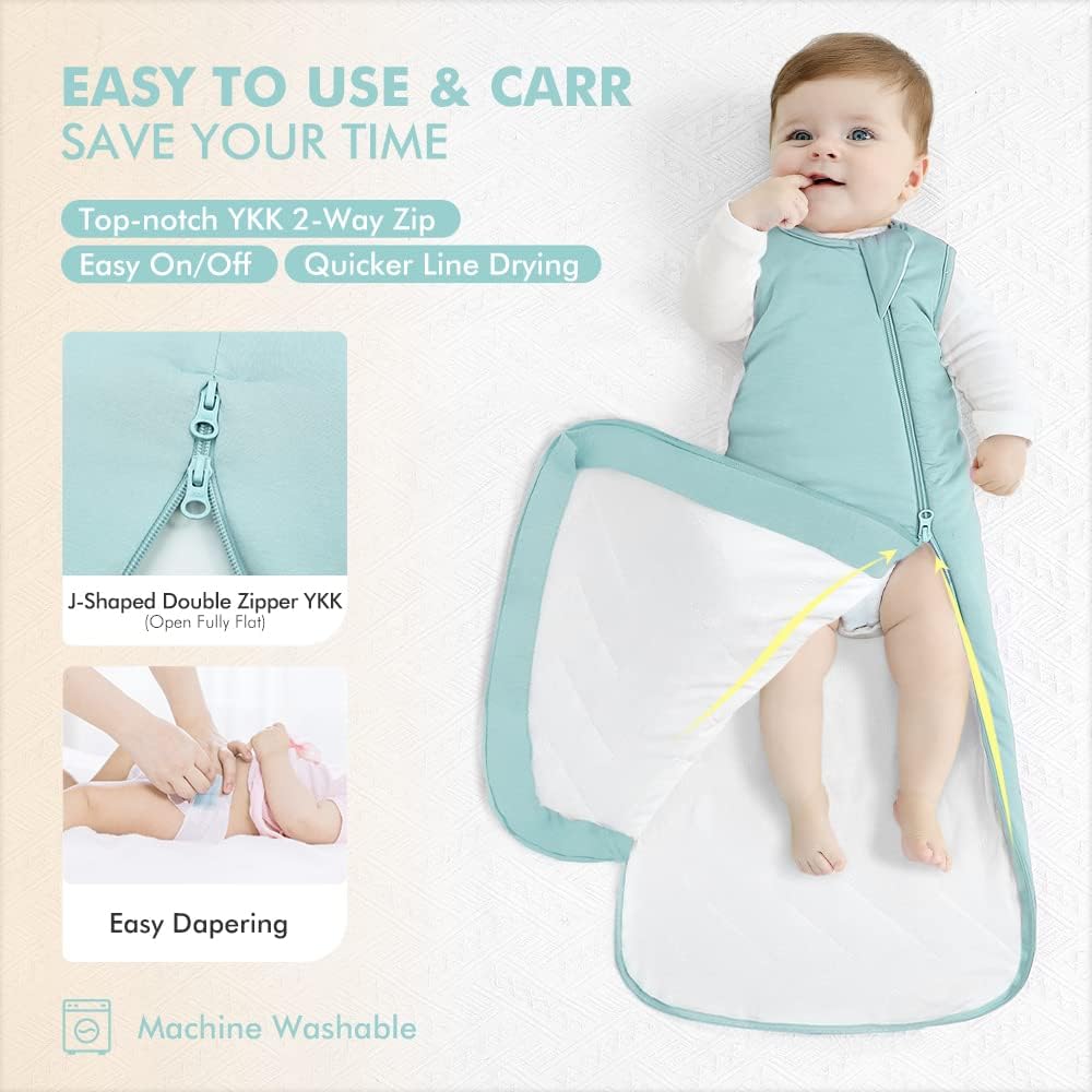 HAPIU Unisex Rayon Made from Bamboo Baby Sleep Sack TOG 1.0, 2-Way Zipper YKK, Wearable Blanket Baby