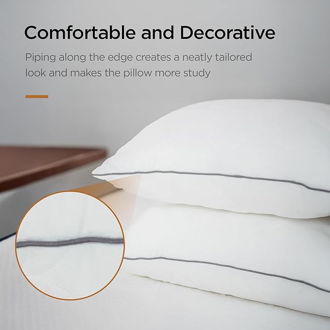 Acanva Cooling Bed Pillows for Sleeping 2 Pack, Luxury Hotel Quality Shredded Memory Foam Filling with Breathable Cover for Side Back and Stomach Sleepers, Standard Size, White 2 Count