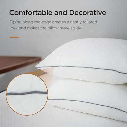 Acanva Cooling Bed Pillows for Sleeping 2 Pack, Luxury Hotel Quality Shredded Memory Foam Filling with Breathable Cover for Side Back and Stomach Sleepers, Standard Size, White 2 Count